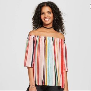 🌈 rainbow off the shoulder top! Shirt blouse 🌈